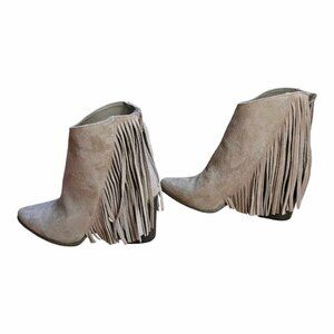 Candie’s Fringe Pointed Toe Ankle Boots Size 9 MED